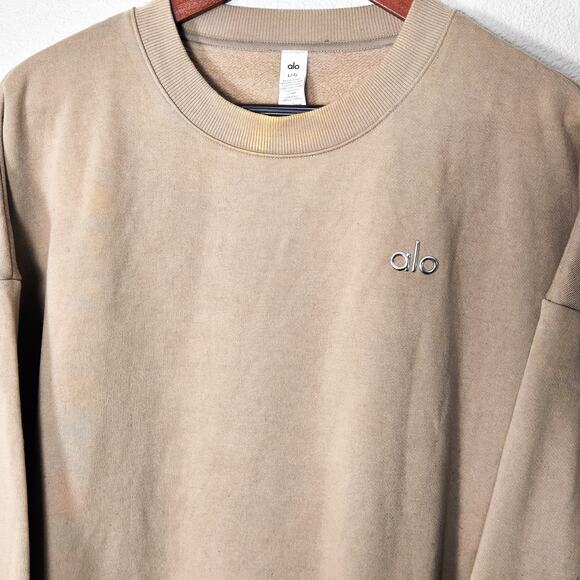 Alo Yoga Women’s Sweatshirt Cleanfit Minimal Sporty Neutralcore Beige Size Large - Picture 2 of 6